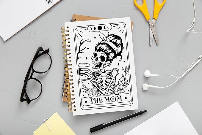 The Mom Tarot Journal Notebook - Mom Gifts, Mothers Day Gifts for Mom from Daughter Son, Gothic Skeleton Mom Notebook Journal, Goth Gifts for Women, Witchy Journal, Spiral Notebook 5.5x8.3