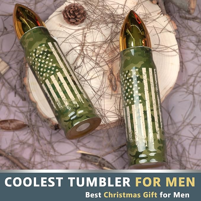 Birthday Gifts for Men Dad Him Adults Funny, 17 oz Camo Tumbler, Gifts for Dad Who Have Everything - Unique Anniversary Mens Presents for Boyfriend Husband, Camo Cup - Green