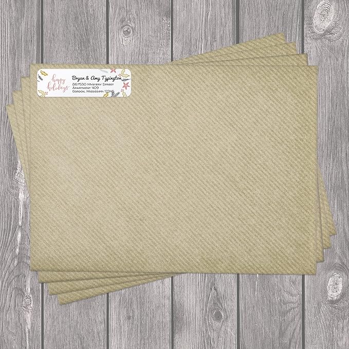 Colorful Holiday Sayings Rolled Address Label/Roll of 250 Adorable Christmas Personalized Address Labels/Designer Return Address Stickers in Elegant Plastic Dispenser