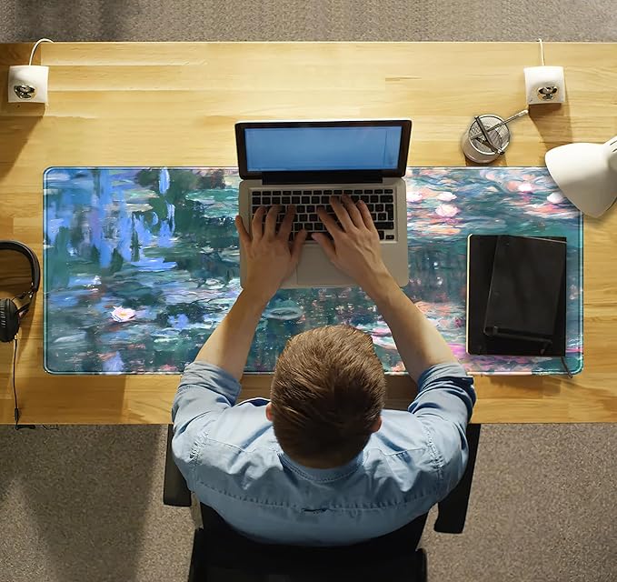 Desk Mat Cute Abstract Oil Painting Mouse Pad Boho Floral Desk Pad XL Large Extended Mousepad Desk Matt for Desktop, Computer Keyboard and Mouse Mat for Women Office Decor Accessories 31.5x11.8 in