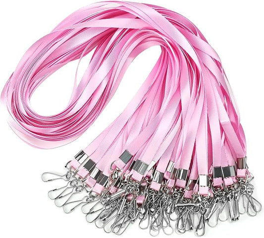 Bulk Lanyards Lanyards for ID Badges,Lanyards with Swivel Hook Clips for Name Tag Lanyard ID Holder (Pink, 100 packs)