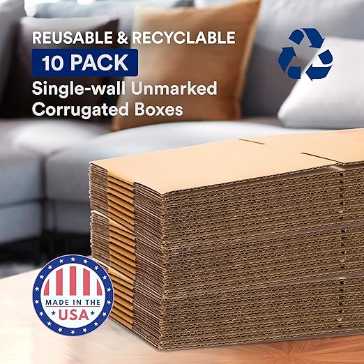 BOX USA Moving Boxes Medium 18"L x 14"W x 12"H 10-Pack | Corrugated Cardboard Box for Shipping, Mailing, Packing, Packaging and Storage 18x14x12