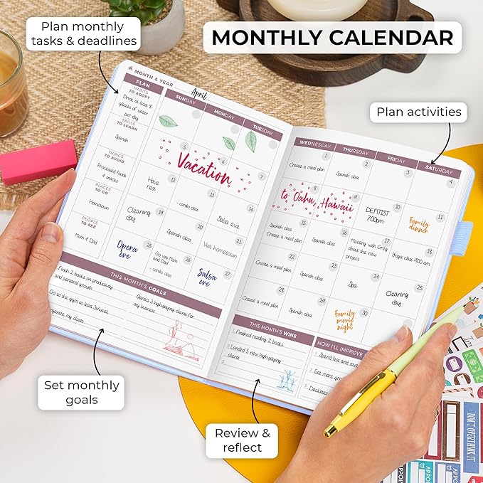 Clever Fox Planner 2nd Edition – Colorful Weekly & Monthly Goal Planner, Time Management & Productivity Organizer, Undated, A5 (Periwinkle)