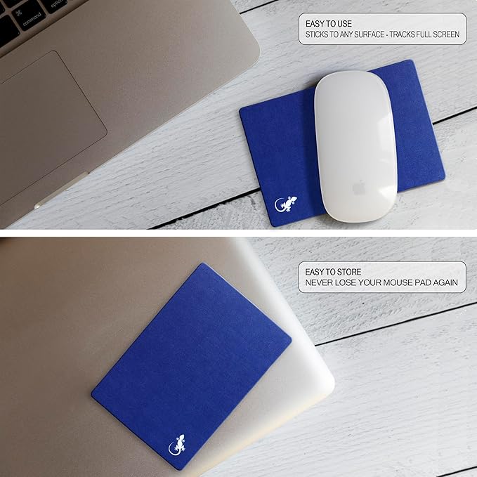 Mouse Pad Adhesive Bottom - Sticks to Any Surface - Portable - Webcam Covers and Screen Cleaner Included (Navy)