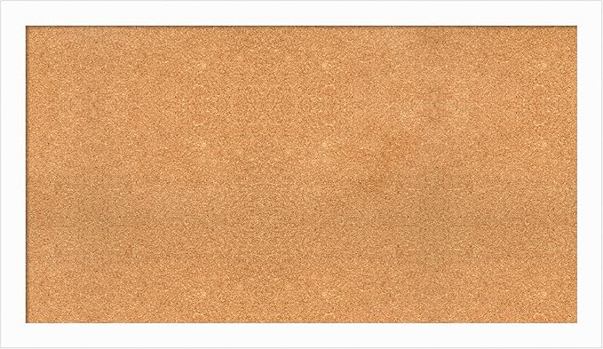 Amanti Art Natural Cork Board for Wall, 27x47 Vision Board with White Frame, Oversize Corkboard Office Decor for Home Organization, Casual Corkboard Pinboard to Display Items for Home Organization in