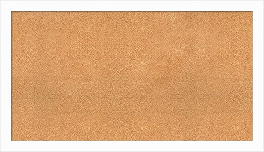 Amanti Art Natural Cork Board for Wall, 27x47 Vision Board with White Frame, Oversize Corkboard Office Decor for Home Organization, Casual Corkboard Pinboard to Display Items for Home Organization in