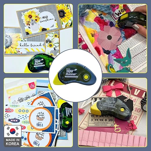 Tape Runner - Double Sided Adhesive with Dispenser Roller Included - Acid Free, Sticky, Clear & Transparent - Ideal for Scrapbooking, Crafts & More - Boomerang (417 inches per cartridge), 5 Cartridges