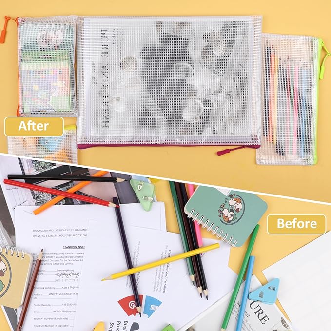 24PCS Mesh Zipper Pouch Storage Bags, 8 Sizes Board Game Bags, 12 Colors Reusable Pouches for Organizing, Organizer for Travel