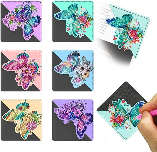 6 PCS Diamond Art Bookmarks, Butterfly, Diamond Painting Bookmarks for Book loverss DIY Bookmark Corner for Adults Beginner Craft Gift