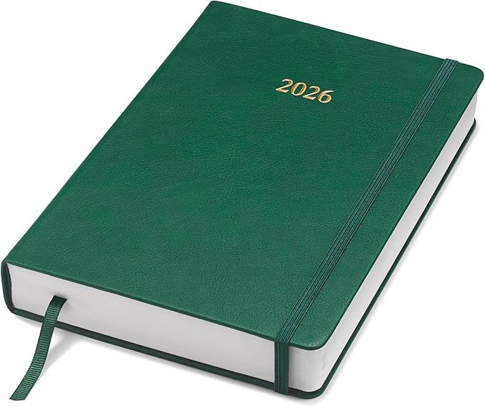 Wykeham's Executive 2026 Daily Journal Planner – US Public Holidays & Format – Customization Available (Racing Green, 8.5”×5.5”)