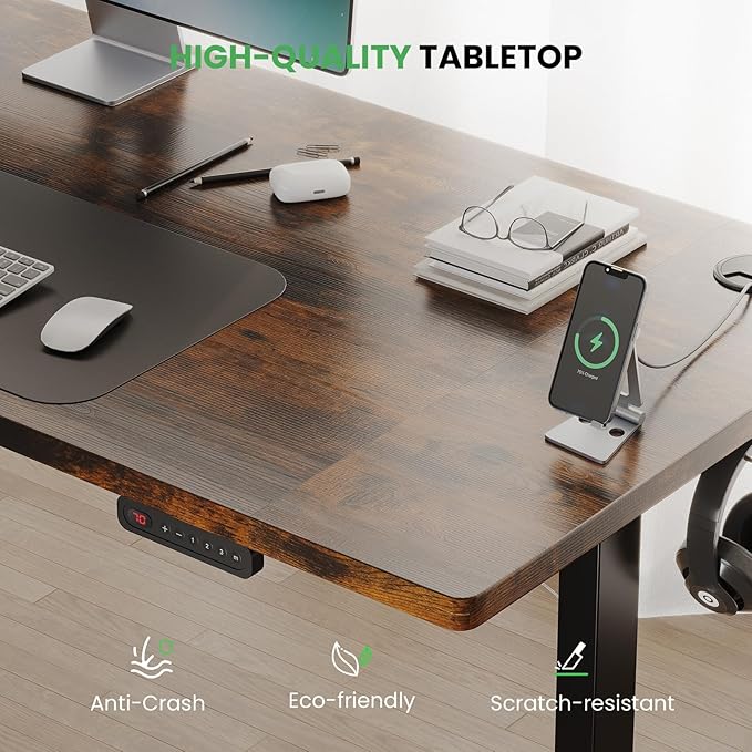 SIAGO Electric Standing Desk Adjustable - 48 x 24 Inch Sit Stand up Desk with Cable Management - 3 Memory Preset Adjustable Height Table