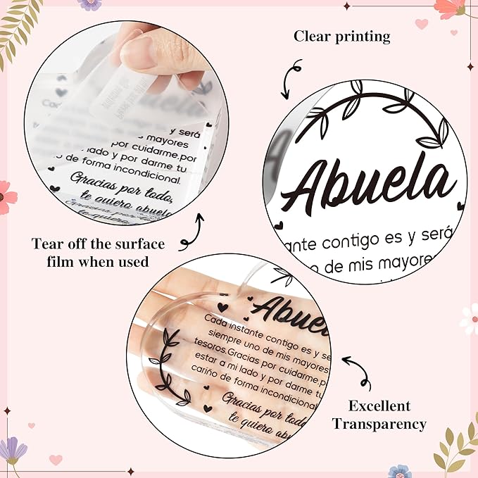 Yopyame Spanish Grandma Acrylic Gifts - Regalos para Abuela Heart Acrylic Plaque Ideas Keepsake Paperweights for Grandma in Spanish Father's Day Christmas Gifts for Grandma from Granddaughter Grandson