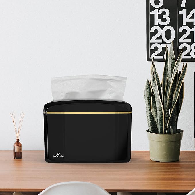 Countertop Multifold Hand Paper Towel Dispenser by Oasis Creations, Single Sheet Dispensing – Glossy Black