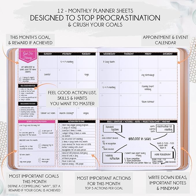2026 Planner Weekly and Monthly | Law of Attraction Planner with Panduo App | A 12 Month Journey for Productivity, Gratitude & Goal Setting | Includes Foldable Vision Board, Gift Box & Stickers
