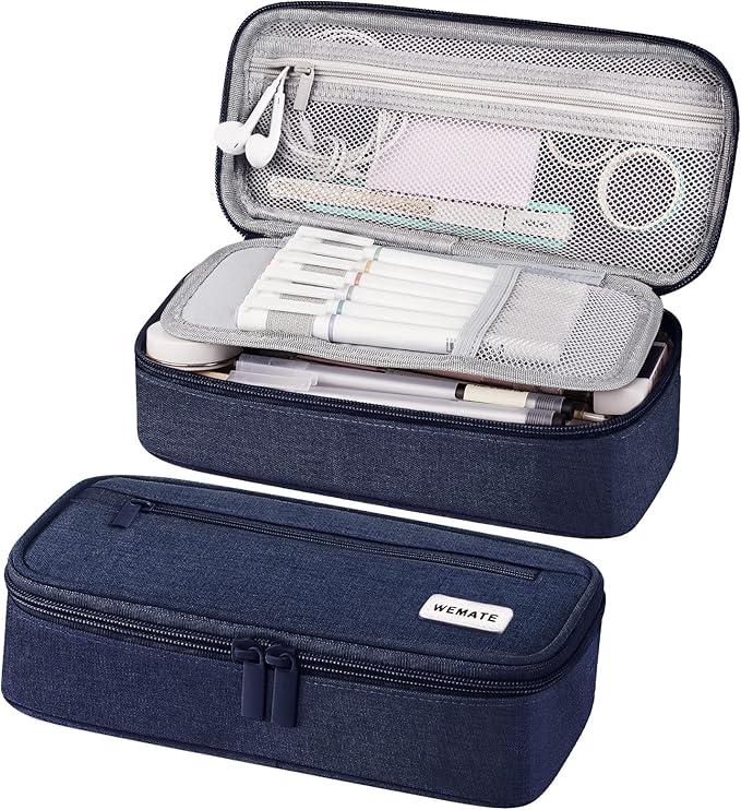 WEMATE Pencil Case, Large Storage Organizer for Stationery, Back - to - School Essential, Teacher Must - have, Big Pencil Pouch, Marker Case School Supplies for College & High School