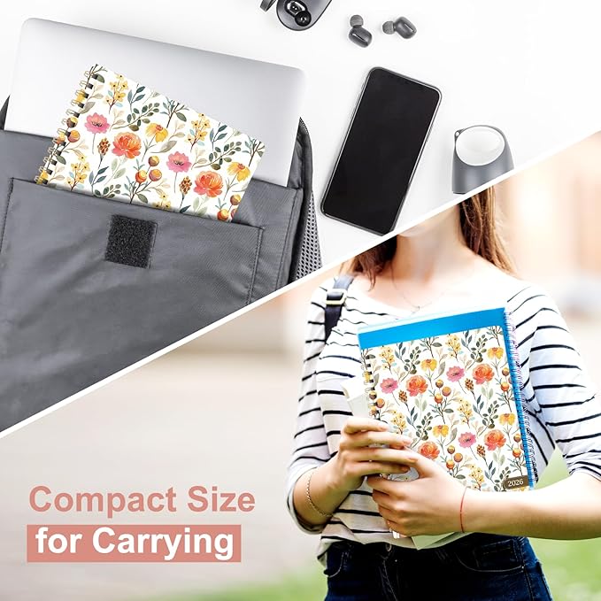 2026 Planner, Weekly and Monthly Calendar Book Planner, Agenda 2026 from January to December, Academic Planning for School, Offices Supplies, Painted Flowers