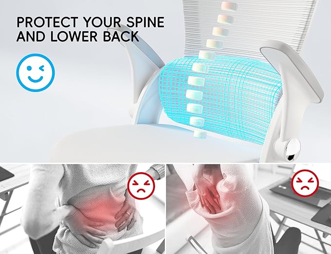 TRALT Office Chair - Ergonomic Office Chair with Back Support, Home Office Desk Chairs, Comfy Desk Chair, Computer Chair, 330lbs Wide Seat Big and Tall Office Chairs for Gamers(White)