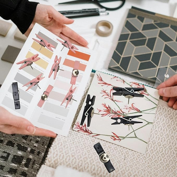 60pcs Decorative Push Pins with Clips Black Bulletin Board Clips Cute Pushpins for Cork Board Fun Tacks and Push Pins for Wall Teachers Classroom School Offices Accessories Decor