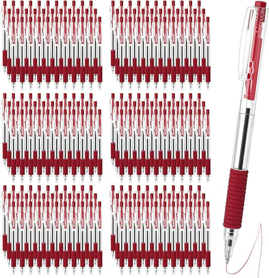 200 Pack Red Gel Ink Pens Bulk, 1.0mm Retractable Click Point Ballpoint Pens Smooth Writing with Comfortable Grip for Back to School Office Classroom Business Home Work Supplies