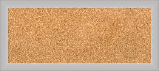 Amanti Art Natural Cork Board for Wall, 15x33 Vision Board with Silver Wood Frame, Medium Corkboard Office Decor for Home Organization, Modern Contemporary Corkboard Pinboard to display items for home