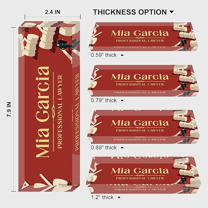 Custom Name Plate for Desk, Personalized Acrylic Office Name Sign with Name & Title, Elegant Desk Decor for Women Men, Employee Appreciation Gift (Lawyer-2)