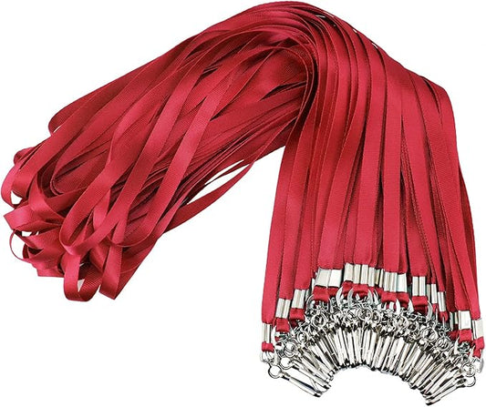 Red Lanyards Bulk 50 packs Lanyards for ID Badges,Lanyards with Swivel Hook Clips for Name Tag Lanyard ID Holder