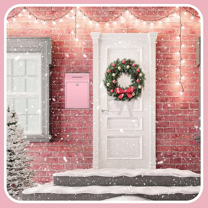 Metal Donation Cash Box Collection Safe Suggestion Box with Lock Wall Mounted Mailbox Delivery Ballot Container for Home Office Outdoor Door(Pink,11.8 x 8.6 x 4.7 Inch)