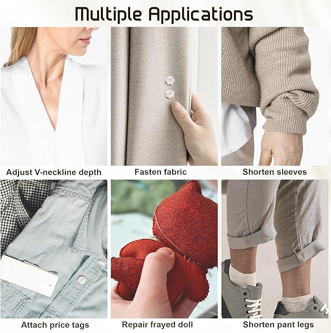 HOUSE DAY Stitchy Gun for Clothes, Fine Needle Stitch Gun Quick Clothing Fixer, Speedy Price Tagging Gun with 6 Fine Needles, 2200 Micro Thin Fasteners, 50 Buttons (Pink)