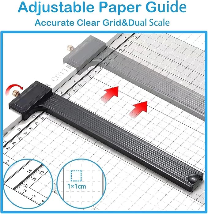 Paper Cutter for Cardstock Heavy Duty 12 inch, 12" Cut Length Guillotine Paper Trimmer for Cardstock Metal Base, 12 Sheets Capacity, for Home Office Classroom School