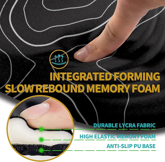 Hokafenle Ergonomic Mouse Pad Wrist Support with Stepped-wedge Design, Wrist Rest Pain Relief Mousepad Filled with Memory Foam, Carpal Tunnel Mousepad for Wireless Mouse(12x8 inch, Topographical Line)