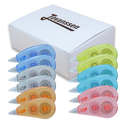 White Correction Tape, 12 Pack, 13.13 Feet Correction Tape for School And Office, Easy To Use Applicator for Instant Corrections
