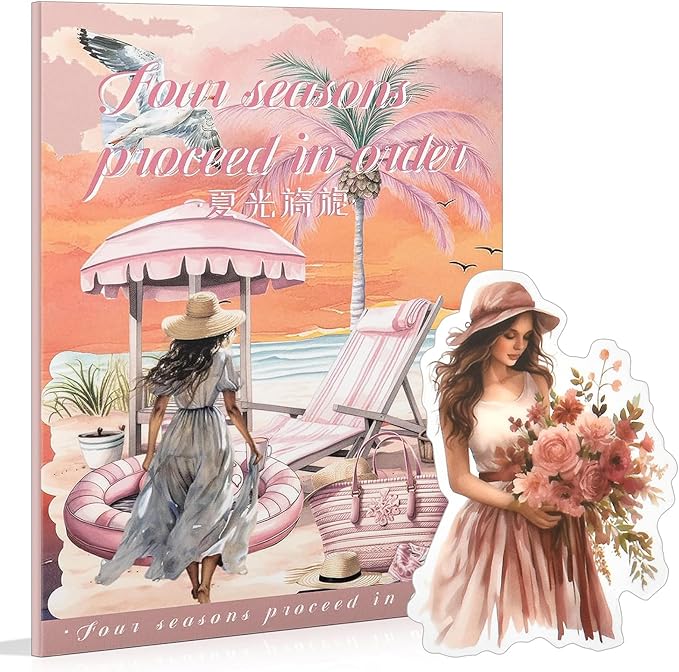 Snycler 20 Sheets PET Stickers - Vintage Journaling, Scrapbooking Supplies, DIY Craft Stickers for Junk Journals, Ephemera Sticker Book, Seasonal Themes (Summer), Pre-Cut Designs