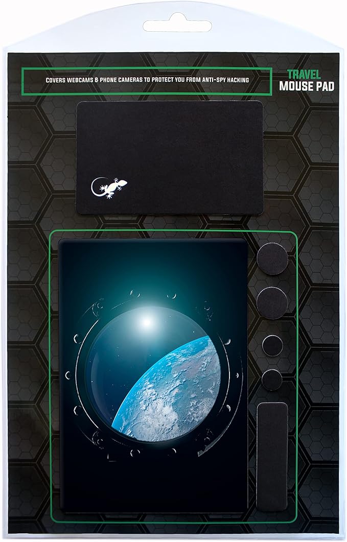 Mouse Pad Adhesive Bottom - Sticks to Any Surface - Portable - Webcam Covers and Screen Cleaner Included (Space Window)