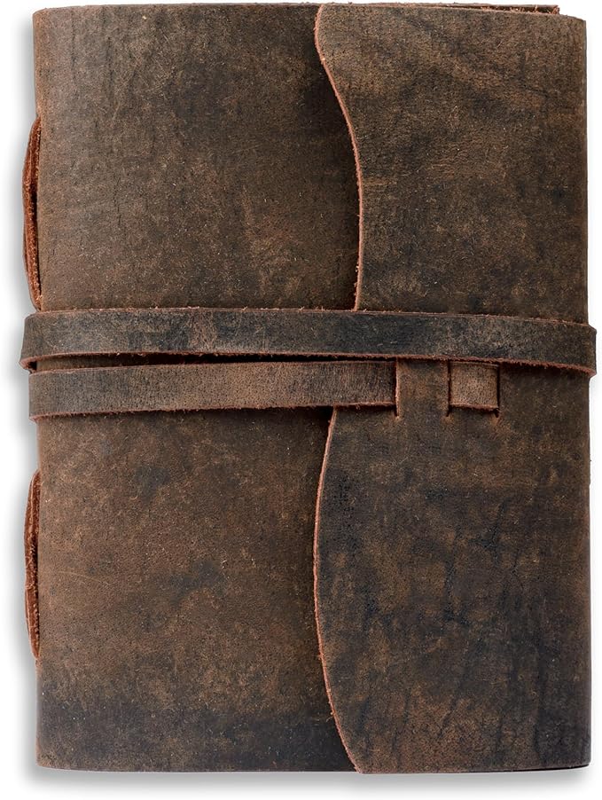LEATHER VILLAGE Leather Bound Journal - Dark Brown, 7"X5", 220 Pages - Vintage Blank Paper Diary for Writing, Drawing, Sketchbook, and Travel Notebook - Ideal for Women and Men