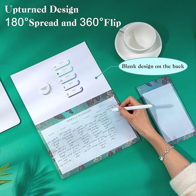 Undated Weekly Planner Notepad 10x7 To Do List Note Pad 52 Weekly Desk Planner Calendar Tear Off Daily Planning Pad for Work,School,Home,Ofiice Supplies, Matching Notepad,Green