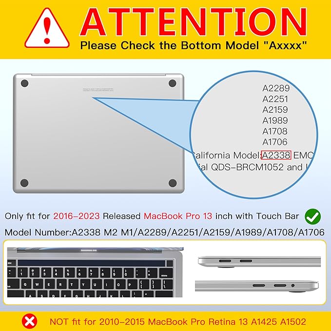 CISSOOK Compatible with MacBook Pro 13 Inch Case Gray 2023 2022 2021-2016 Release Model A2338 M2 M1 A2251 A2289 A1706 Touch Bar, Plastic Hard Shell Case with Keyboard Cover for Pro 13", Matte Gray