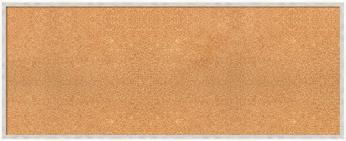 Amanti Art Natural Cork Board for Wall, 19x47 Vision Board with White Frame, Oversize Corkboard Office Decor for Home Organization, Modern Corkboard Pinboard to Display Items for Home Organization in