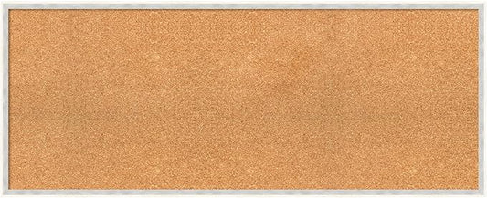 Amanti Art Natural Cork Board for Wall, 19x47 Vision Board with White Frame, Oversize Corkboard Office Decor for Home Organization, Modern Corkboard Pinboard to Display Items for Home Organization in