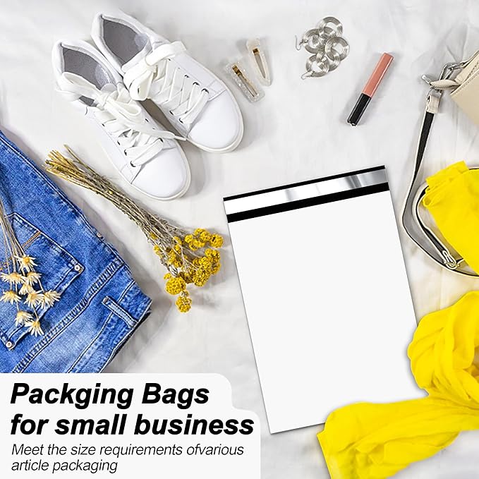 JinRuiKJ Thank You Poly Mailer 10x13 Inch 25 PCS, Shipping Bags for Clothing, Packaging Bags for Small Business, Strong Adhensive, Waterproof and Tear-Resistant Mailing Envelopes, White