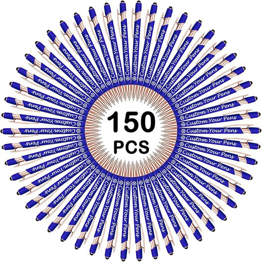 Amlion Personalized Custom Pens with Name Engraved Logo Text,150 Customized Writing Stylus Pen Promotional Item Gift for Men Women Office Business Wedding-Blue