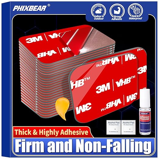 Double Sided Sticky Pads,Made of 3M VHB,Strong Adhesive Tape Squares Heavy Duty Waterproof Heat Resistant, Extreme Mounting Foam Tape,Car Home Outdoor Use, 24 Pcs 1.57x1.97 Inch