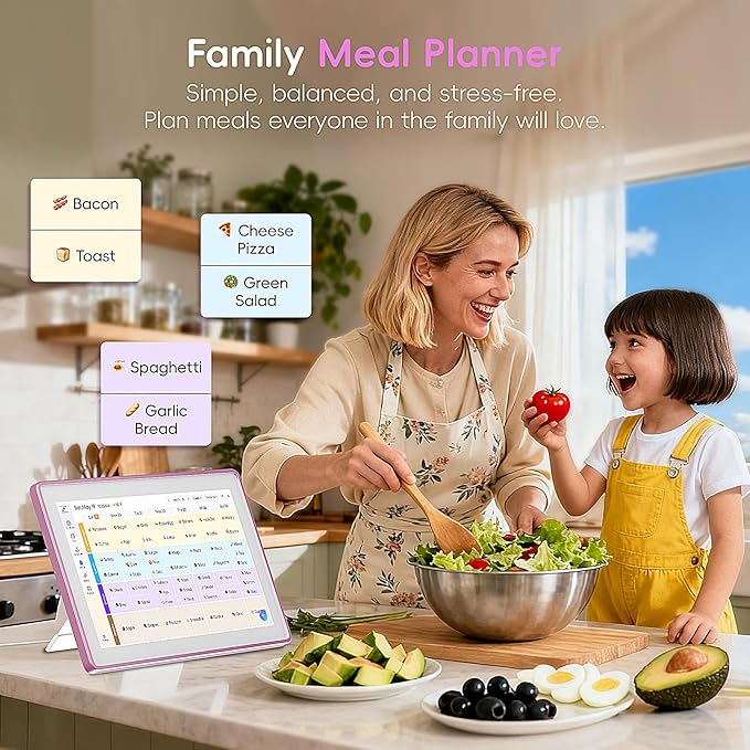 Westsee 15.6" Digital Wall Calendar Frame – Interactive Touchscreen Eletronic Calendars, Smart Family Planner for Schedule, Photo Display, Meals, Chore Chart & Tasks, Wall & Desk Mountable (Pink)