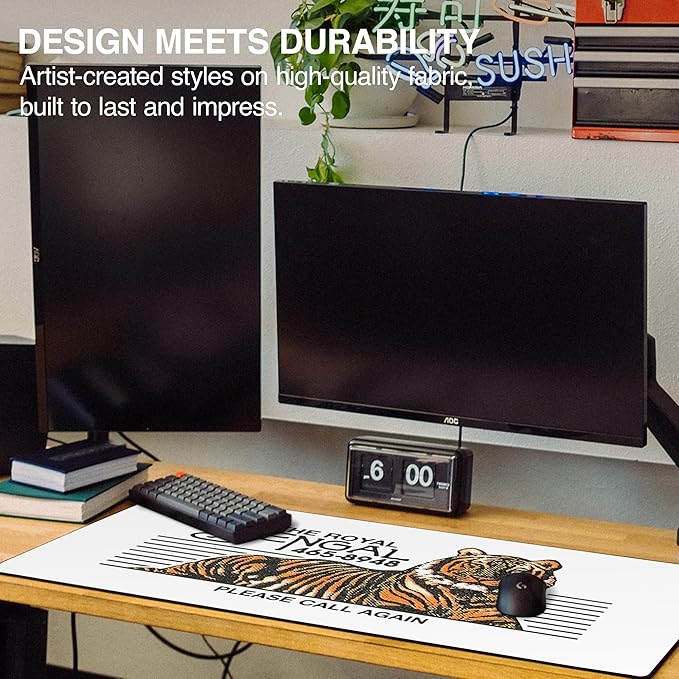 MPCO. OZGMX Large Gaming Desk Pad - 36" x 17" Aeroglyde Fabric Royal Bengal Original Desk Mats - Non-Slip, Washable, Smooth Glide for Precision Gaming & Work