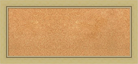 Amanti Art Natural Cork Board for Wall, 15x33 Vision Board with Gold Frame, Medium Corkboard Office Decor for Home Organization, Casual Corkboard Pinboard to display items for home organization