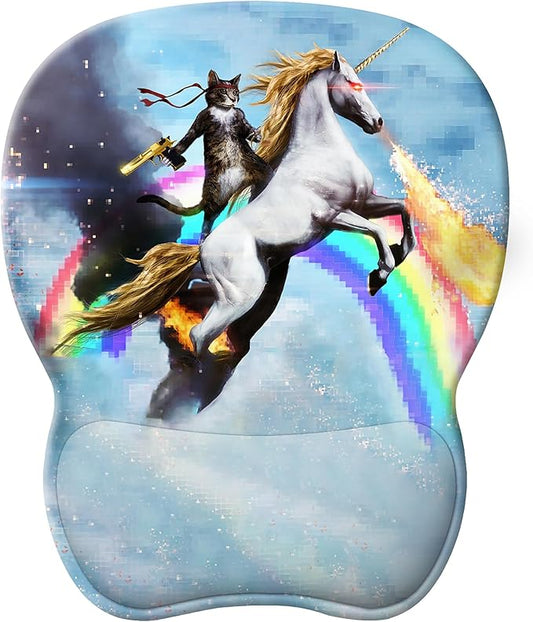 Funny Cat Gel Wrist Support Mousepad | Ergonomic Computer Mouse Pad - Comfortable Wrist Rest with Non-Slip PU Base | Gaming Mousepad for Laptop