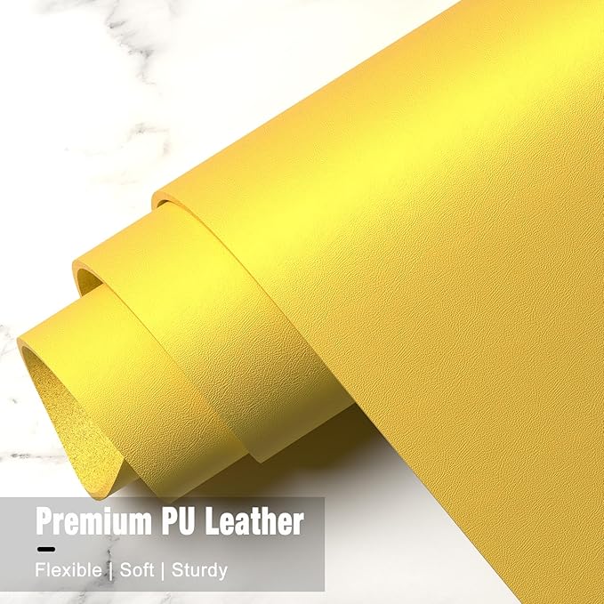 Hsurbtra Desk Pad, 35.5" x 17" PU Leather Desk Mat, XXL Extended Mouse Pad, Waterproof Desktop Blotter Protector, Non-Slip Ultra Thin Large Laptop Keyboard Writing Mat for Office Home, Yellow