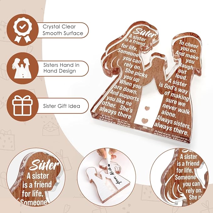 Cool Sister Birthday Gifts from Sisters for Women Adult Big Little Best Sister Ever - Unique Easter Basket Essentials Stuffer Valentines Christmas 2025 Mothers Day Gifts for Soul Friend Memorable Gift