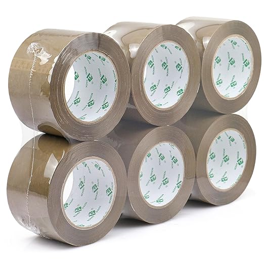 BOMEI PACK 3 inch Brown Packing Tape, 6 Refills Rolls Wide Packaging Tape for Moving, Shipping and Storage, 2.4 Mil x 110 Yards