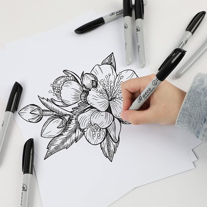 Permanent Markers, 60 Count Ultra Fine Point Black Permanent Markers, Works on paper, Plastic, Stone, Glass, Metal