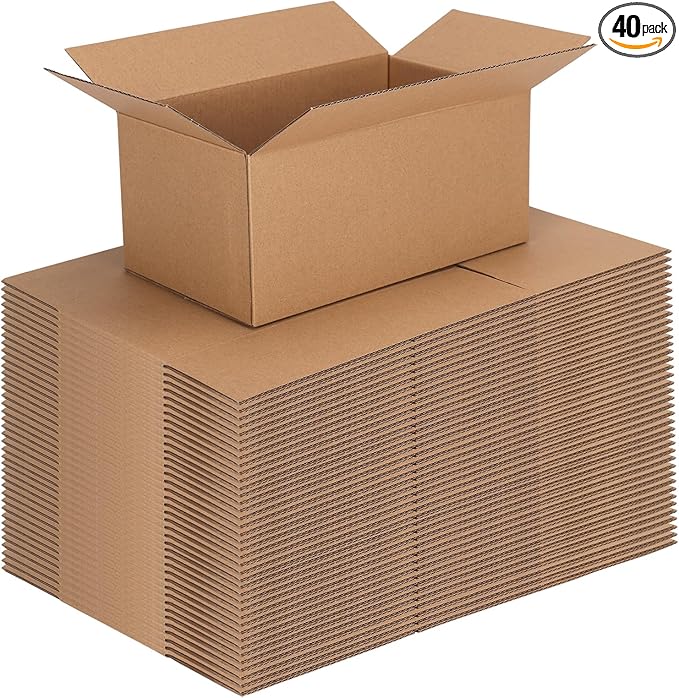 CRUGLA 40 Packs 9x5x4 Shipping Boxes Corrugated Cardboard Boxes Bulk for Small Business Shipping Packing Mailing